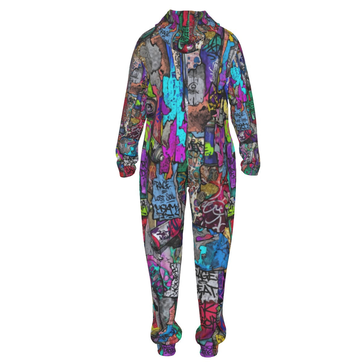 Graffiti AOP Heavyweight Jumpsuit for Everything Mashup Maximalists — 310gsm Bold Street Art All-Over Print, Skull Festival Streetwear, Unisex Statement One-Piece