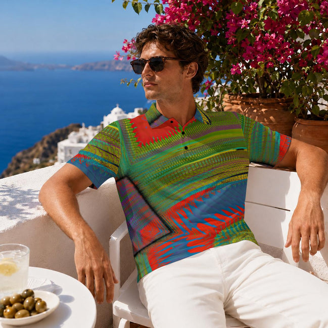 All-Over Print Men's Heavyweight Polyester Polo Shirt|210GSM Yoycol