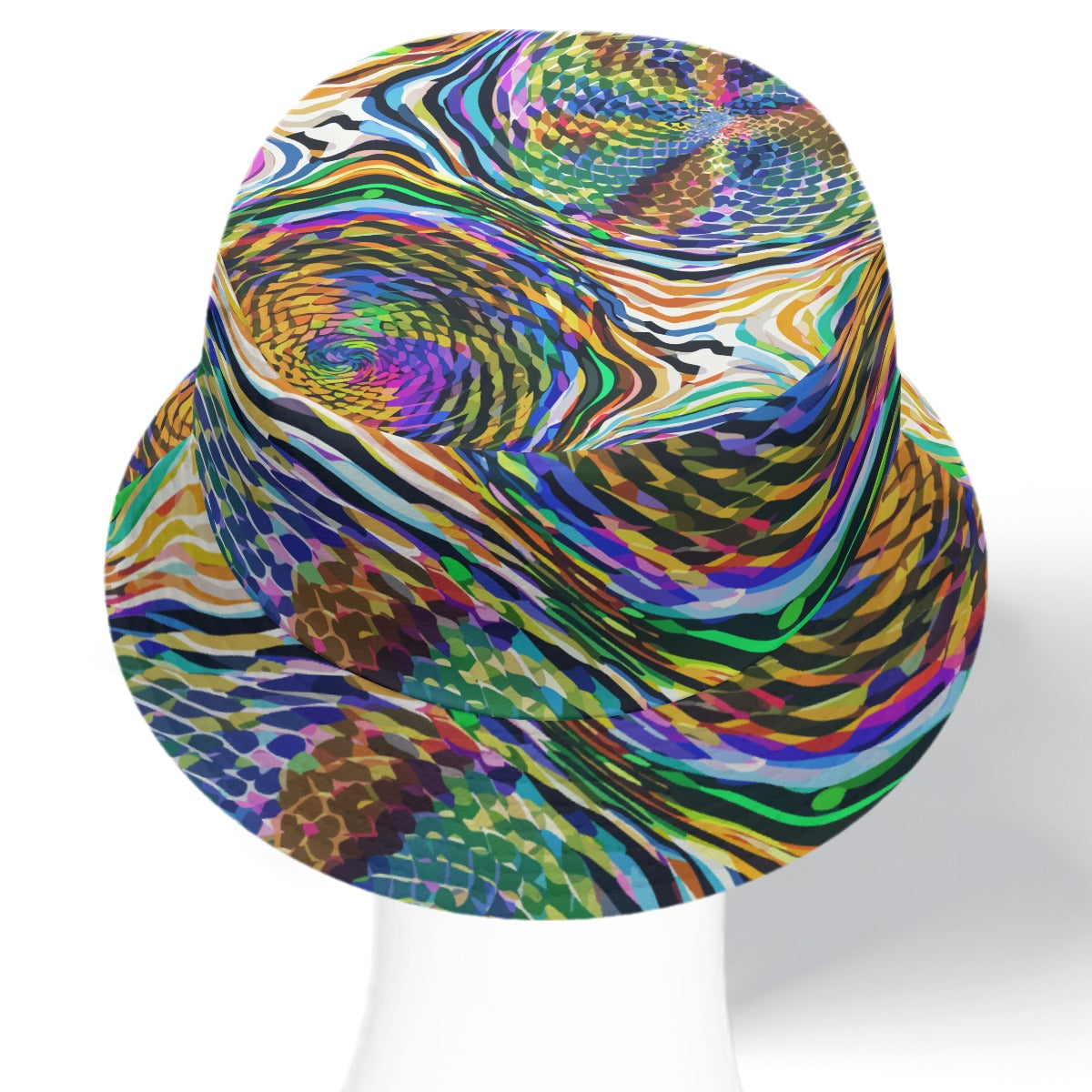 Psychedelic Mood-Shift Bucket Hat for Festival-Goers — Reversible Trippy Headwear, Cognitive Drift, Rave Accessory, Two-Sided Art Hat, Mind-Melting Streetwear