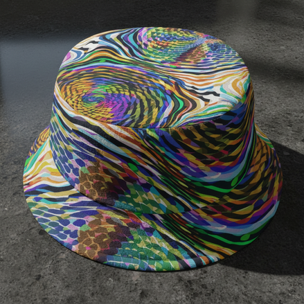 Psychedelic Mood-Shift Bucket Hat for Festival-Goers — Reversible Trippy Headwear, Cognitive Drift | Aesthetic Rebellion