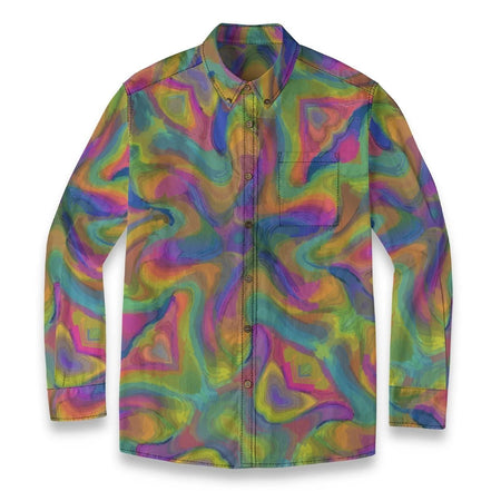 All-Over Print Men's Casual Lapel Long Sleeve Shirt|125GSM Cotton by Yoycol