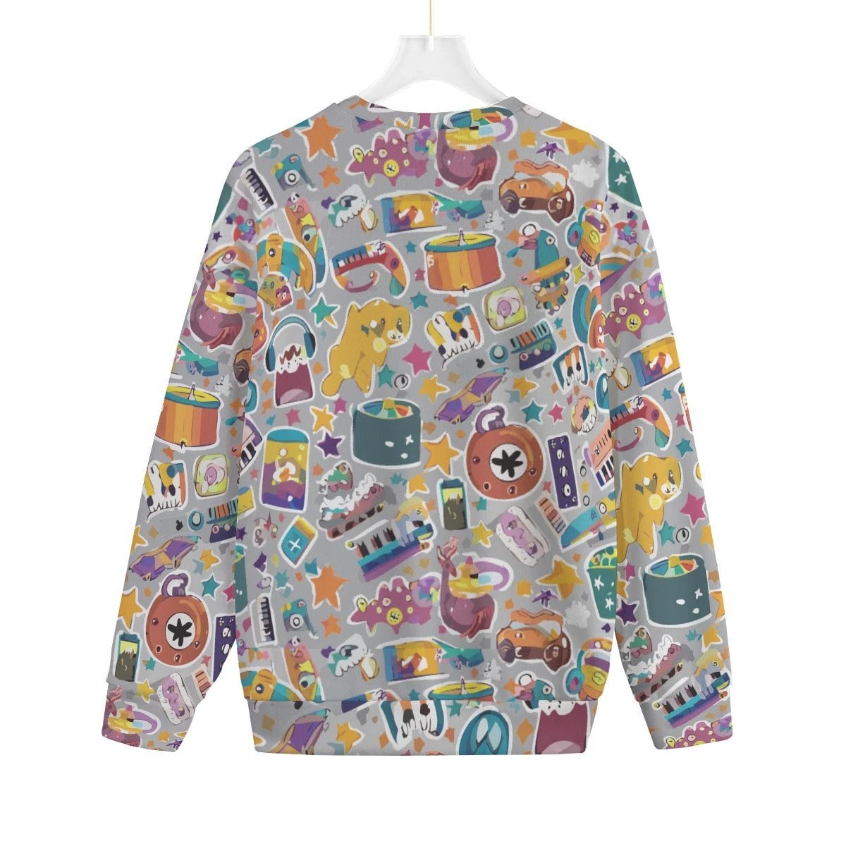 All-Over Print Unisex Drop-shoulder Knitted Fleece Sweater by Yoycol