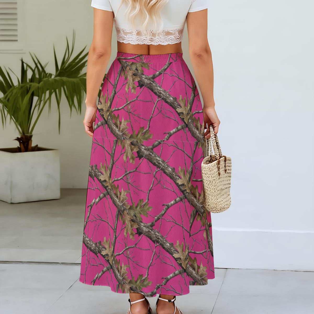 All-Over Print Women's Maxi Chiffon Skirts With Lining Yoycol