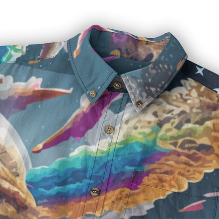 All-Over Print Men's Casual Lapel Long Sleeve Shirt|140GSM Slub Cotton Yoycol