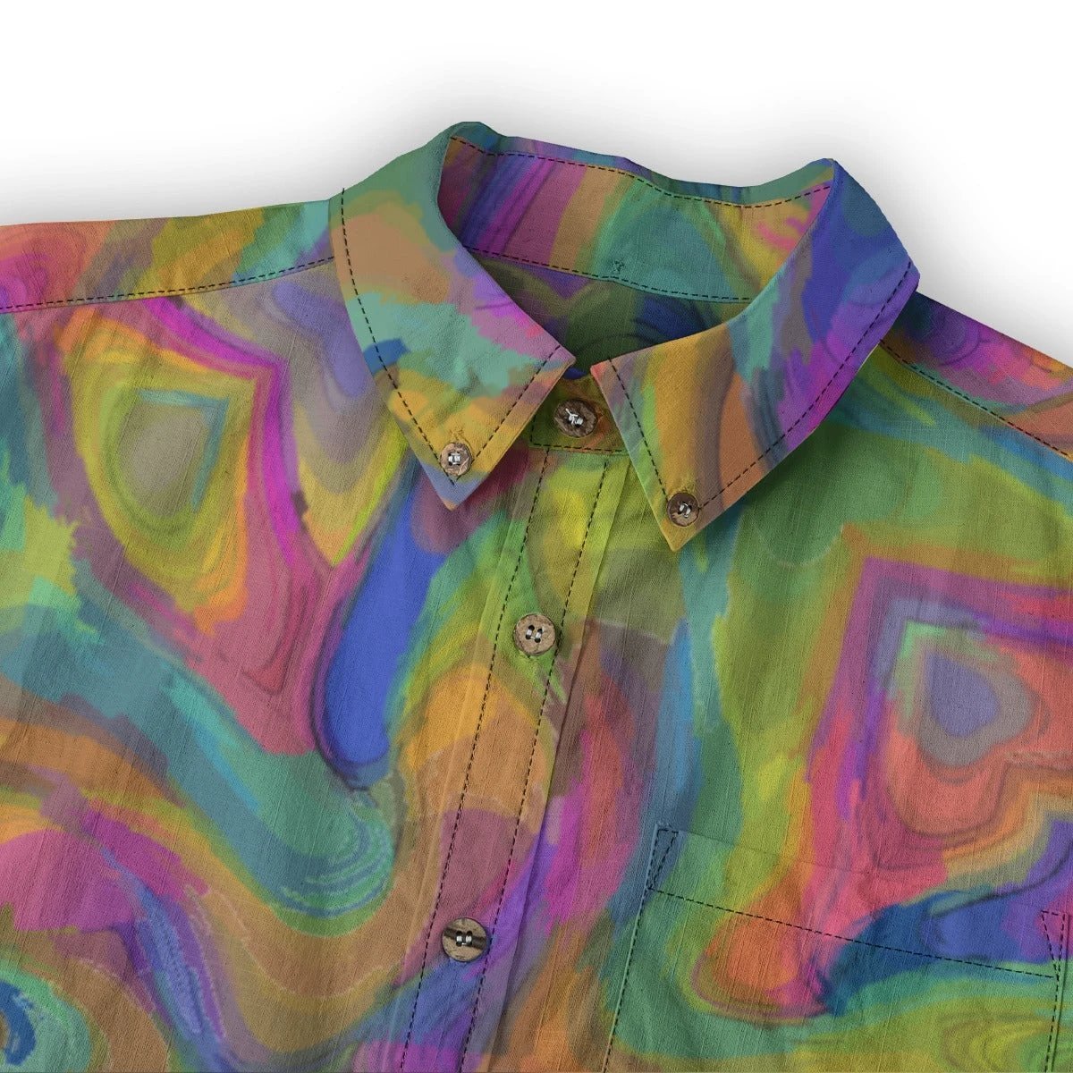 All-Over Print Men's Casual Lapel Long Sleeve Shirt|125GSM Cotton by Yoycol