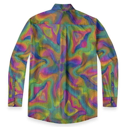 All-Over Print Men's Casual Lapel Long Sleeve Shirt|125GSM Cotton by Yoycol