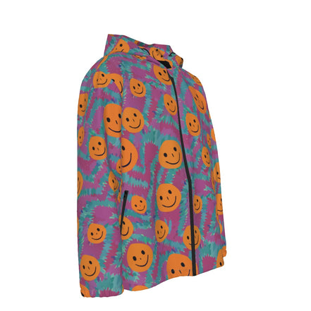 All-Over Print Men's Hooded Zipper Windproof Jacket Yoycol
