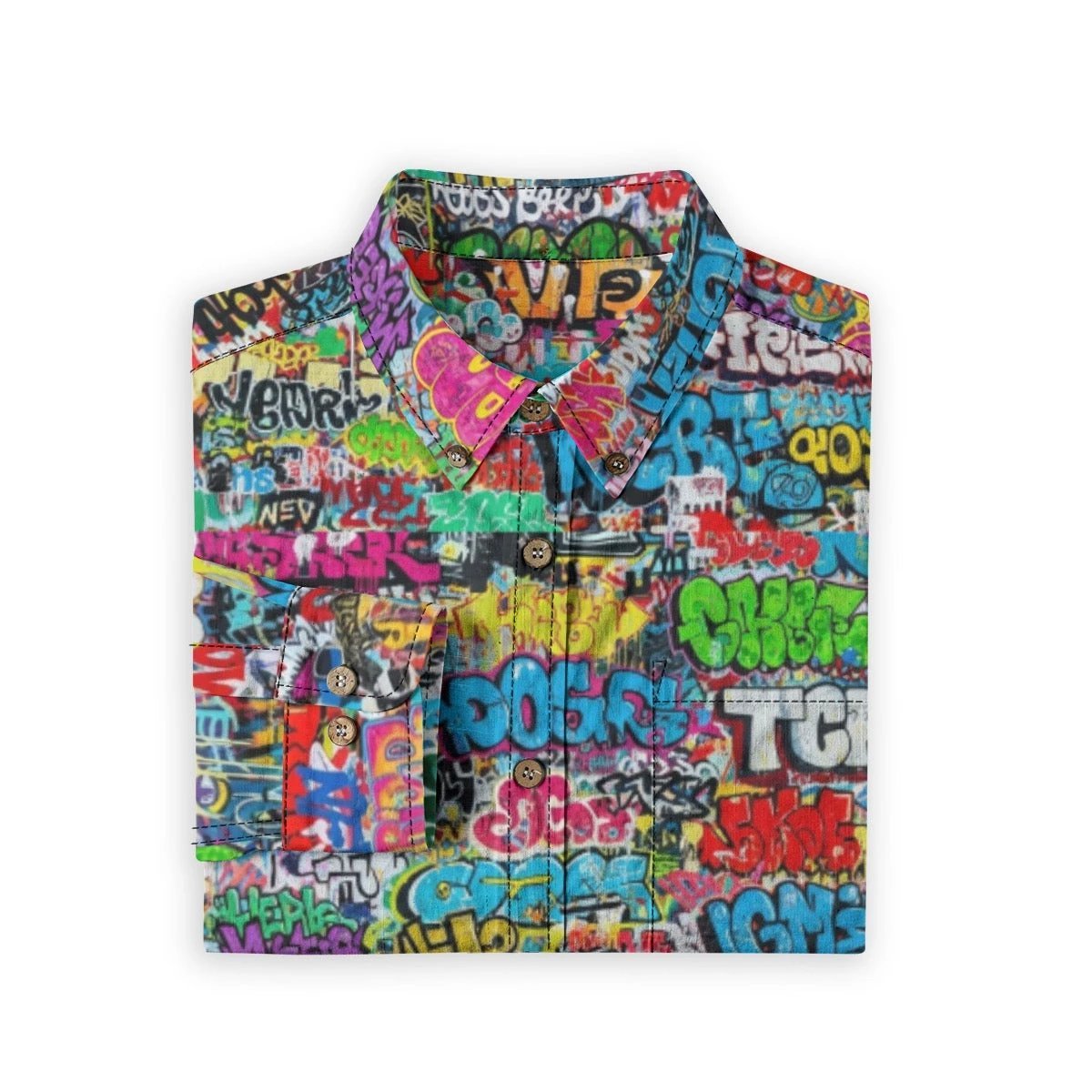 All-Over Print Men's Casual Lapel Long Sleeve Shirt|125GSM Cotton by Yoycol