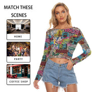 All-Over Print Women's Mesh Long Sleeves T-shirt Yoycol