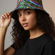 Psychedelic Mood-Shift Bucket Hat for Festival-Goers — Reversible Trippy Headwear, Cognitive Drift, Rave Accessory, Two-Sided Art Hat, Mind-Melting Streetwear