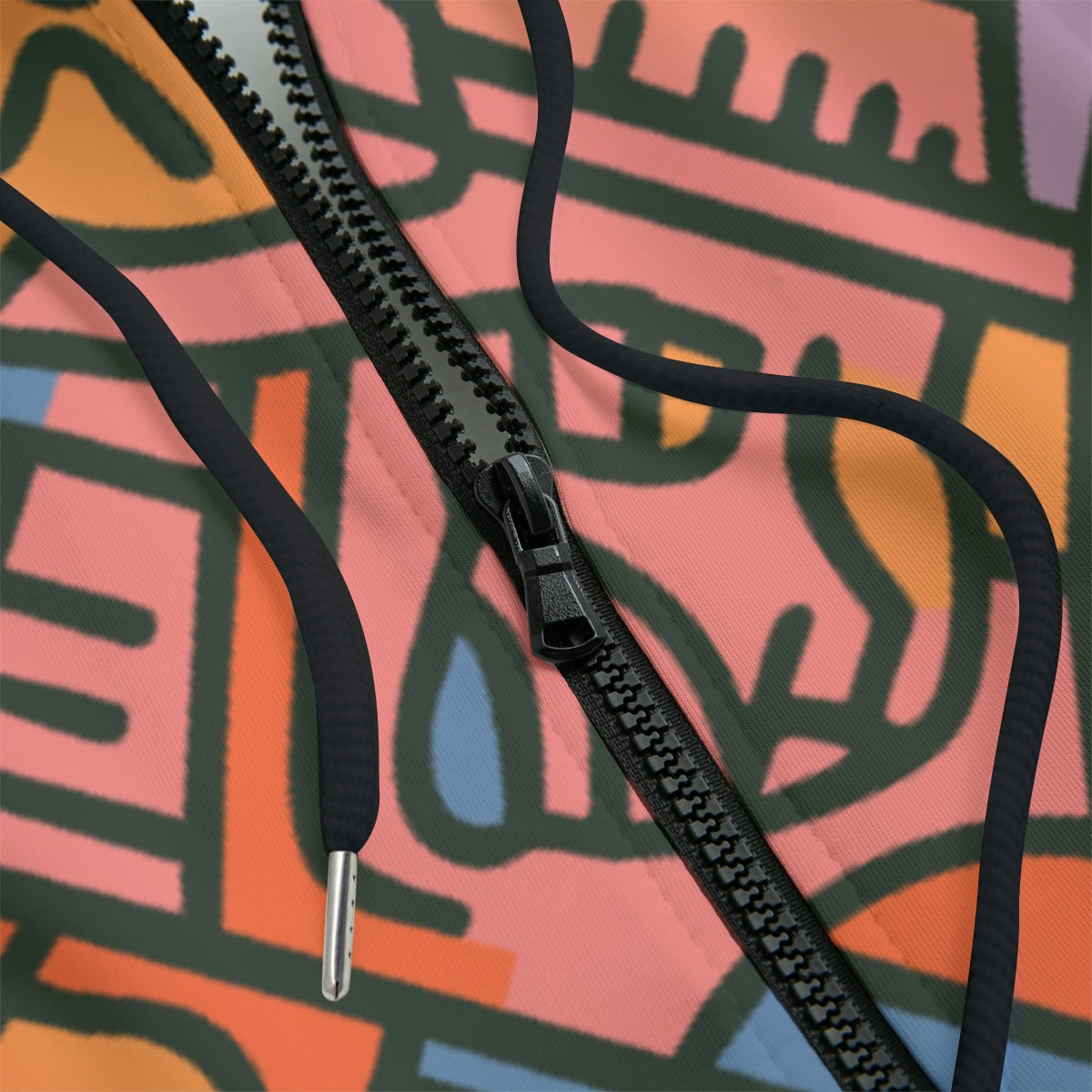 All-Over Print Zip Up Hoodie With Pocket | Interlock Yoycol