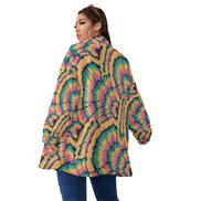 Psychedelic Fleece Coat | Plus Size Outerwear | Maximalist Motifs Yoycol