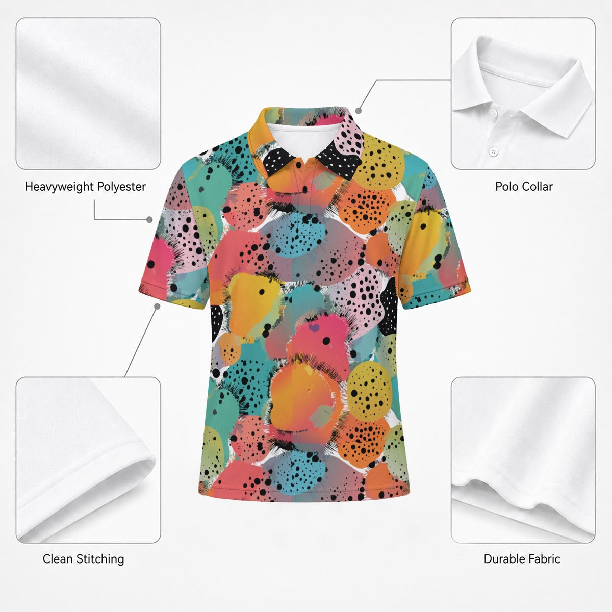 All-Over Print Men's Heavyweight Polyester Polo Shirt|210GSM Yoycol