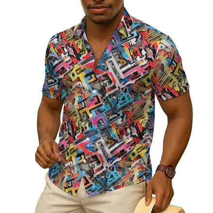 Salt Water Tapestry | Abstract Art All-Over Print Silk-Feel Button-Up Shirt | Aesthetic Rebellion