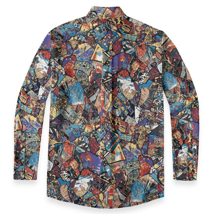 "Gatsby's Gear" All-Over Print Men's Casual Lapel Long Sleeve Shirt|125GSM Cotton by Yoycol