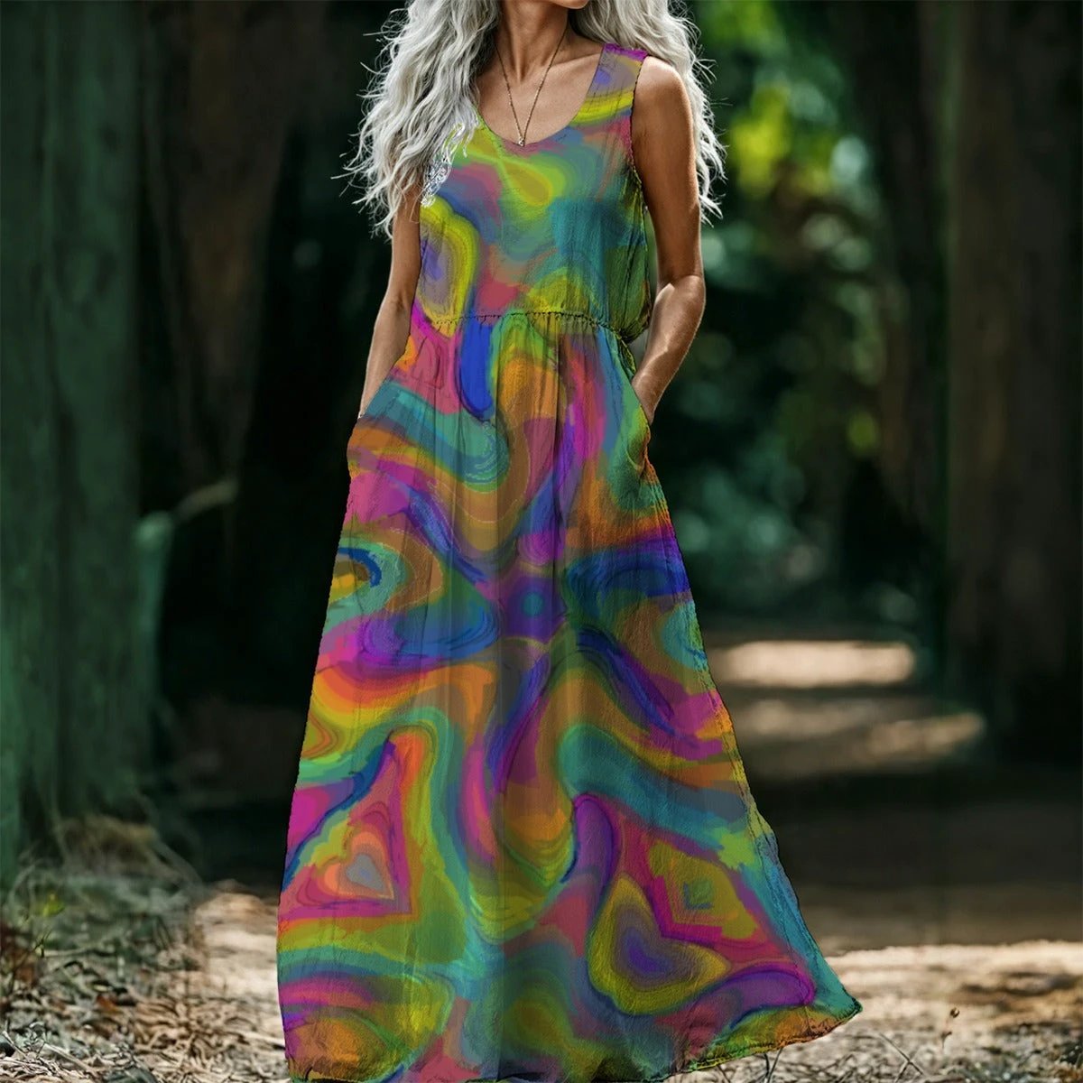 All-Over Print Women’s Sleeveless Maxi Dress by Yoycol