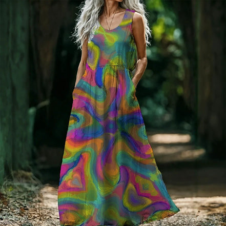 All-Over Print Women’s Sleeveless Maxi Dress by Yoycol