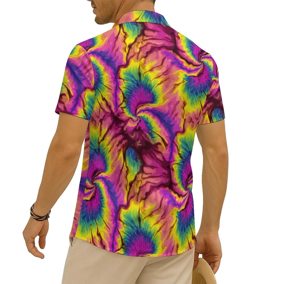 All-Over Print Men's Imitation Silk Short-Sleeved Shirt by Yoycol