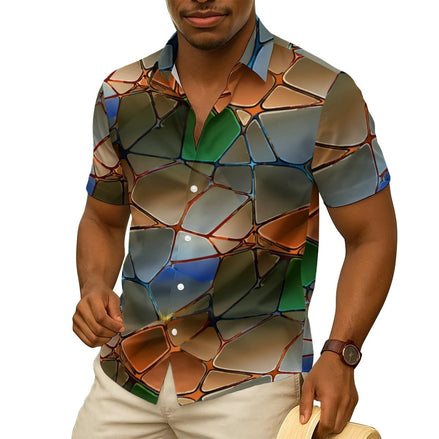 Tortoise Race All-Over Print Silk-Feel Button-Up Shirt | Aesthetic Rebellion