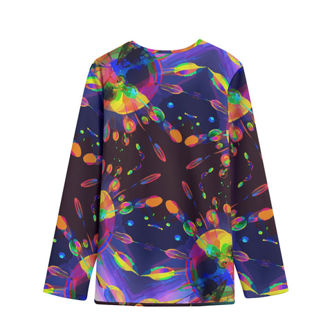 Exotic Bloom Women's Long Sleeve Outwear | Lightweight Boho V-Neck Duster Jacket | Aesthetic Rebellion