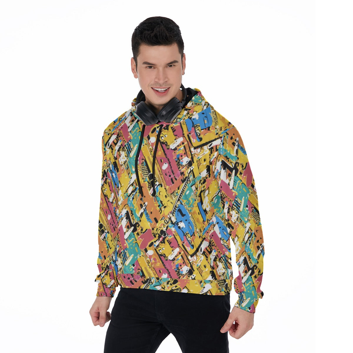 Maximalist Zip-Up Hoodie for Nostalgia-Core Dressers — Toybox Entropy AOP Micro Fleece, Festival Streetwear, Geometric Print Statement, Unisex Hyper-Vibrant