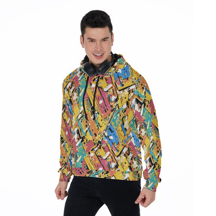Maximalist Zip-Up Hoodie for Nostalgia-Core Dressers — Toybox Entropy AOP Micro Fleece, Festival Streetwear, Geometric Print Statement, Unisex Hyper-Vibrant