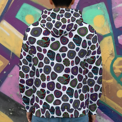 Biomorphic Cow Print Mark 11 Heavy Fleece Zip-Up Hoodie Yoycol