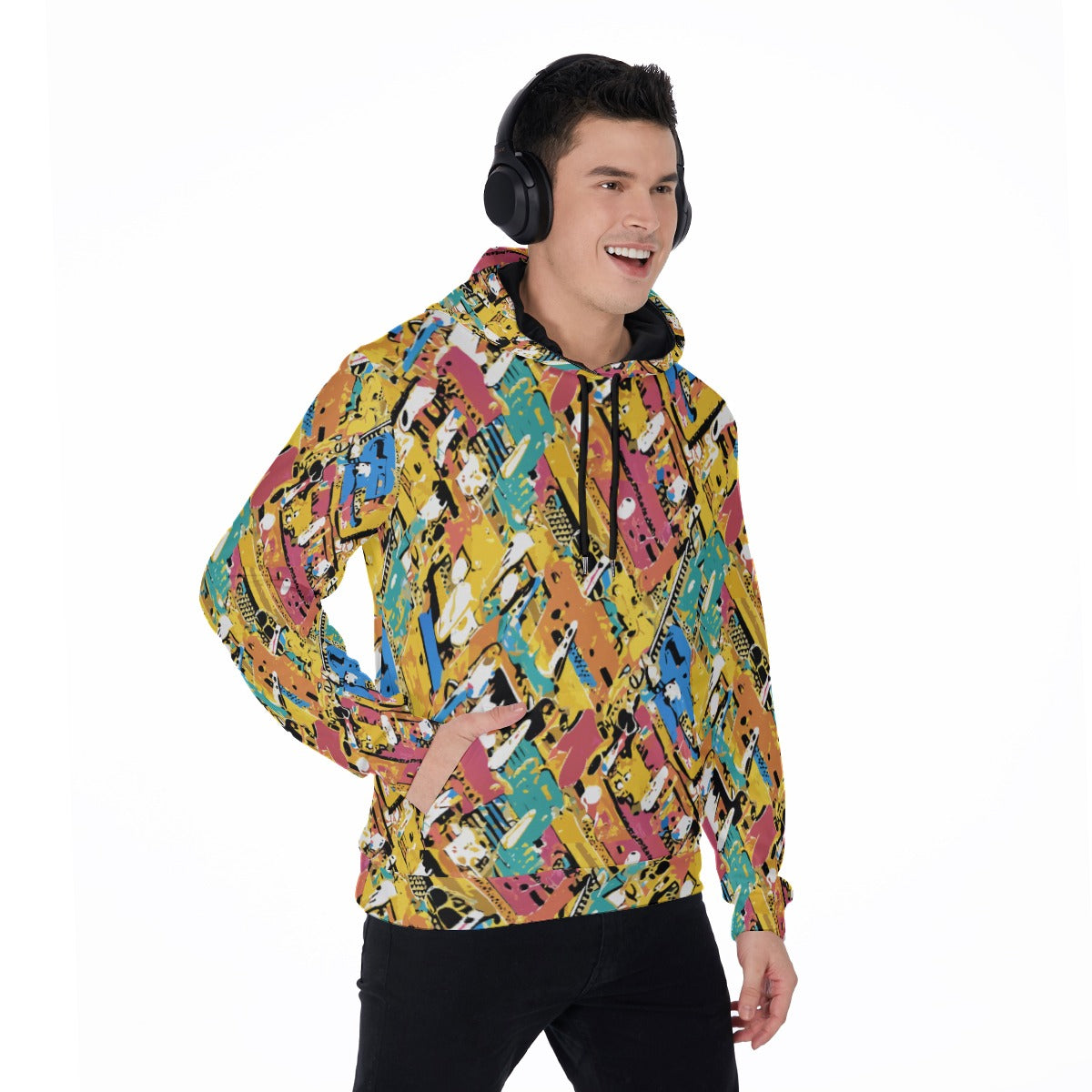 Maximalist Zip-Up Hoodie for Nostalgia-Core Dressers — Toybox Entropy AOP Micro Fleece, Festival Streetwear, Geometric Print Statement, Unisex Hyper-Vibrant