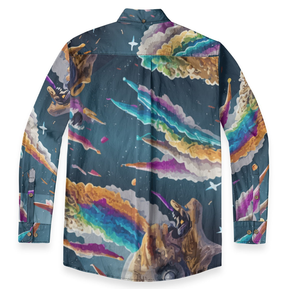 All-Over Print Men's Casual Lapel Long Sleeve Shirt|140GSM Slub Cotton Yoycol