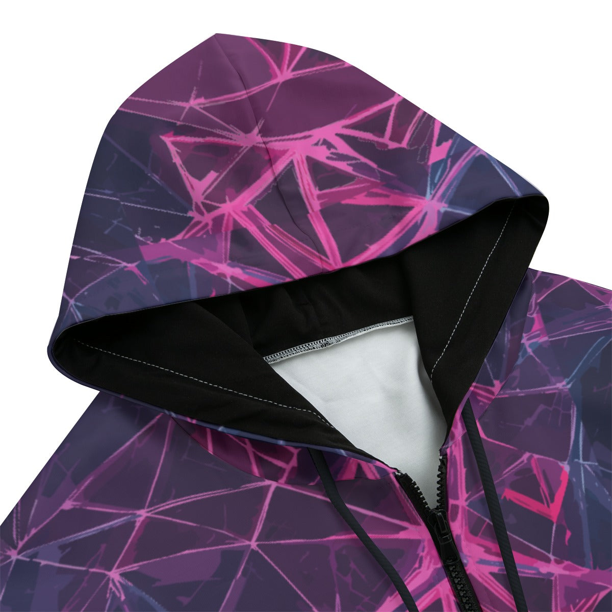 All-Over Print Zip Up Hoodie With Pocket | Interlock Yoycol