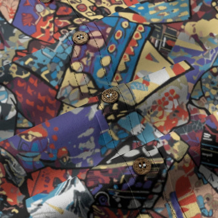 "Gatsby's Gear" All-Over Print Men's Casual Lapel Long Sleeve Shirt|125GSM Cotton by Yoycol