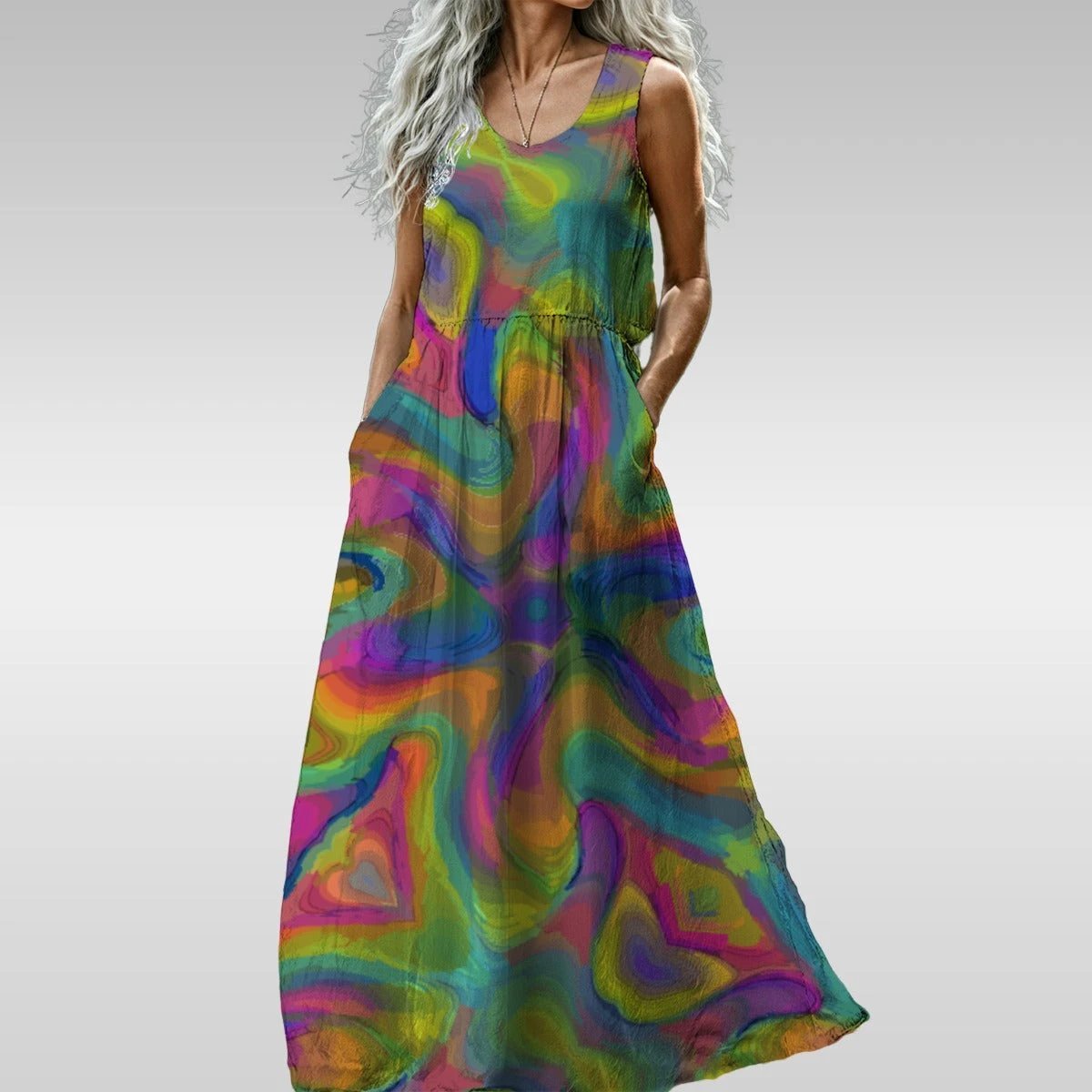 All-Over Print Women’s Sleeveless Maxi Dress by Yoycol