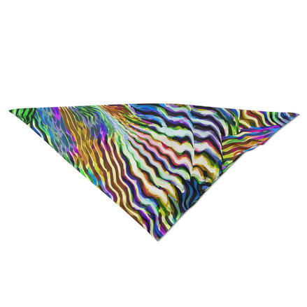 Neon Frequency Silk Bandana — Wavy Glitch Zebra Line AOP Square Scarf, Rave-Ready Accessory | Aesthetic Rebellion