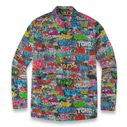 All-Over Print Men's Casual Lapel Long Sleeve Shirt|125GSM Cotton by Yoycol