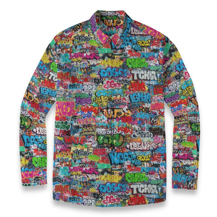 All-Over Print Men's Casual Lapel Long Sleeve Shirt|125GSM Cotton by Yoycol