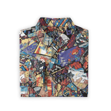 "Gatsby's Gear" All-Over Print Men's Casual Lapel Long Sleeve Shirt|125GSM Cotton by Yoycol