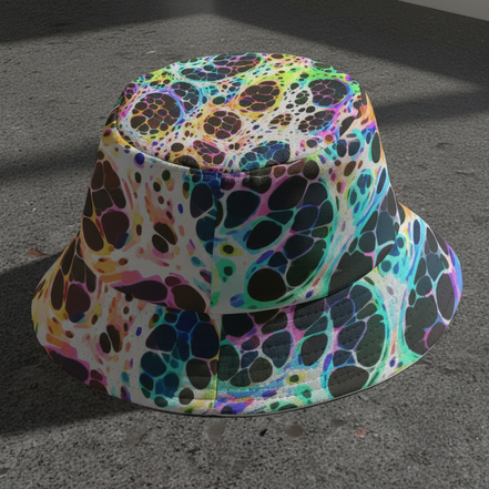 Psychedelic Mood-Shift Bucket Hat for Festival-Goers — Reversible Trippy Headwear, Cognitive Drift, Rave Accessory, Two-Sided Art Hat, Mind-Melting Streetwear