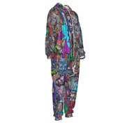 Graffiti AOP Heavyweight Jumpsuit for Everything Mashup Maximalists — 310gsm Bold Street Art All-Over Print, Skull Festival Streetwear, Unisex Statement One-Piece