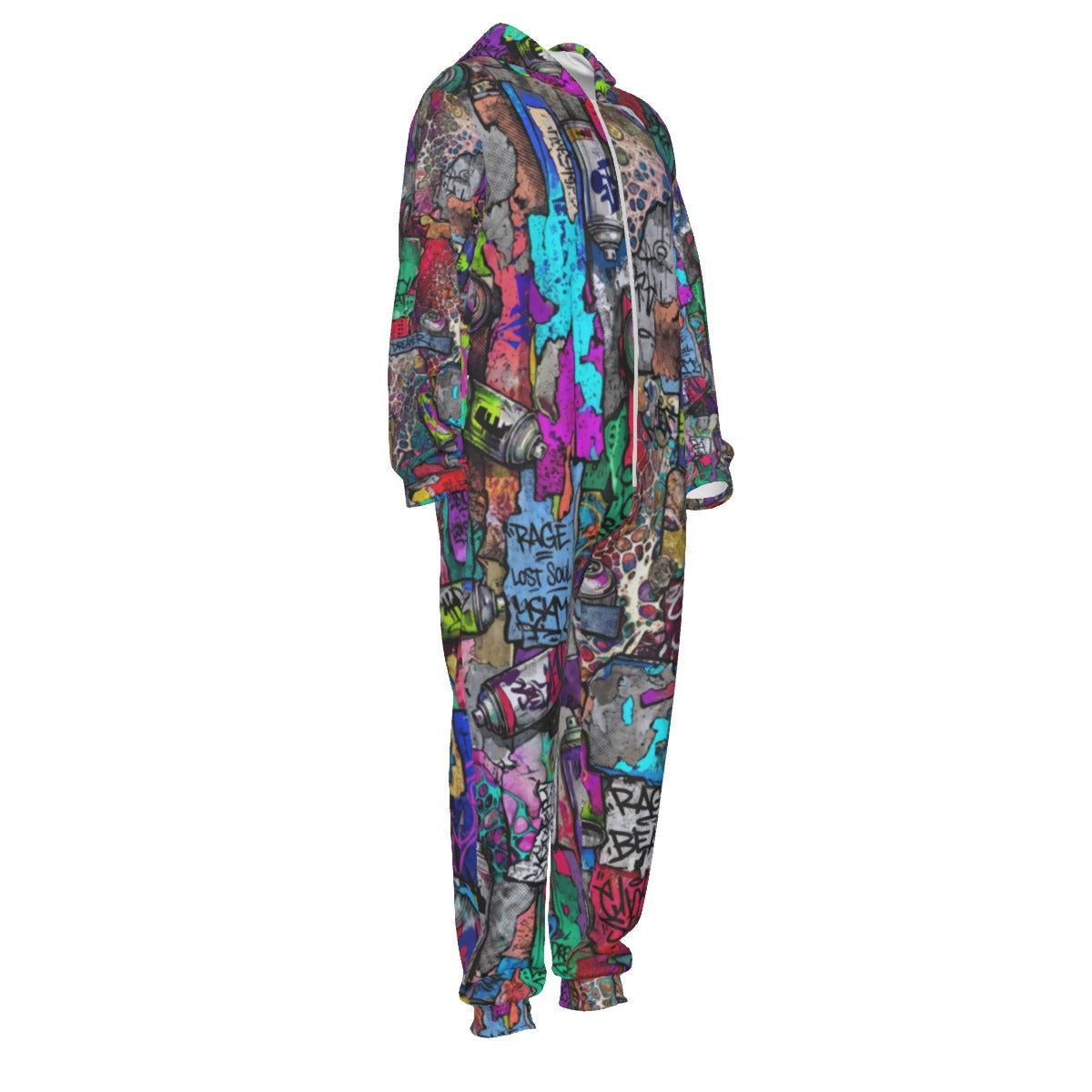Graffiti AOP Heavyweight Jumpsuit for Everything Mashup Maximalists — 310gsm Bold Street Art All-Over Print, Skull Festival Streetwear, Unisex Statement One-Piece