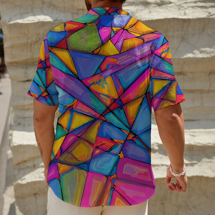 All-Over Print Men's Henley Polo Shirt