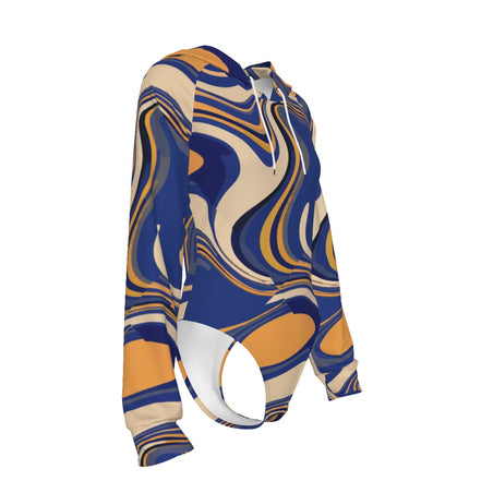 All-Over Print Women's Raglan Sleeve Hooded Bodysuit
