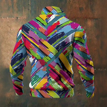 Urban Brushstroke Artist Zip Jacket - Vibrant All-Over Print Windbreaker for Modern Creatives by Aesthetic Rebellion