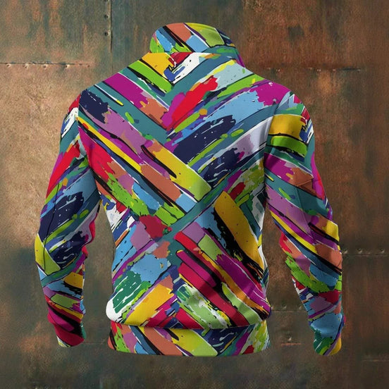 Urban Brushstroke Artist Zip Jacket - Vibrant All-Over Print Windbreaker for Modern Creatives by Aesthetic Rebellion
