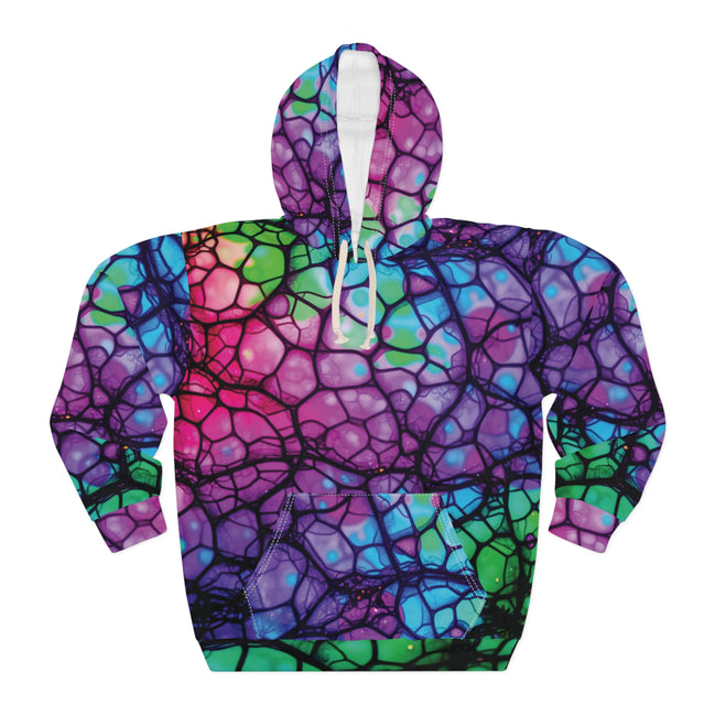 Plurrple AOP Pullover Hoodie – Bioluminescent Neural Web Streetwear