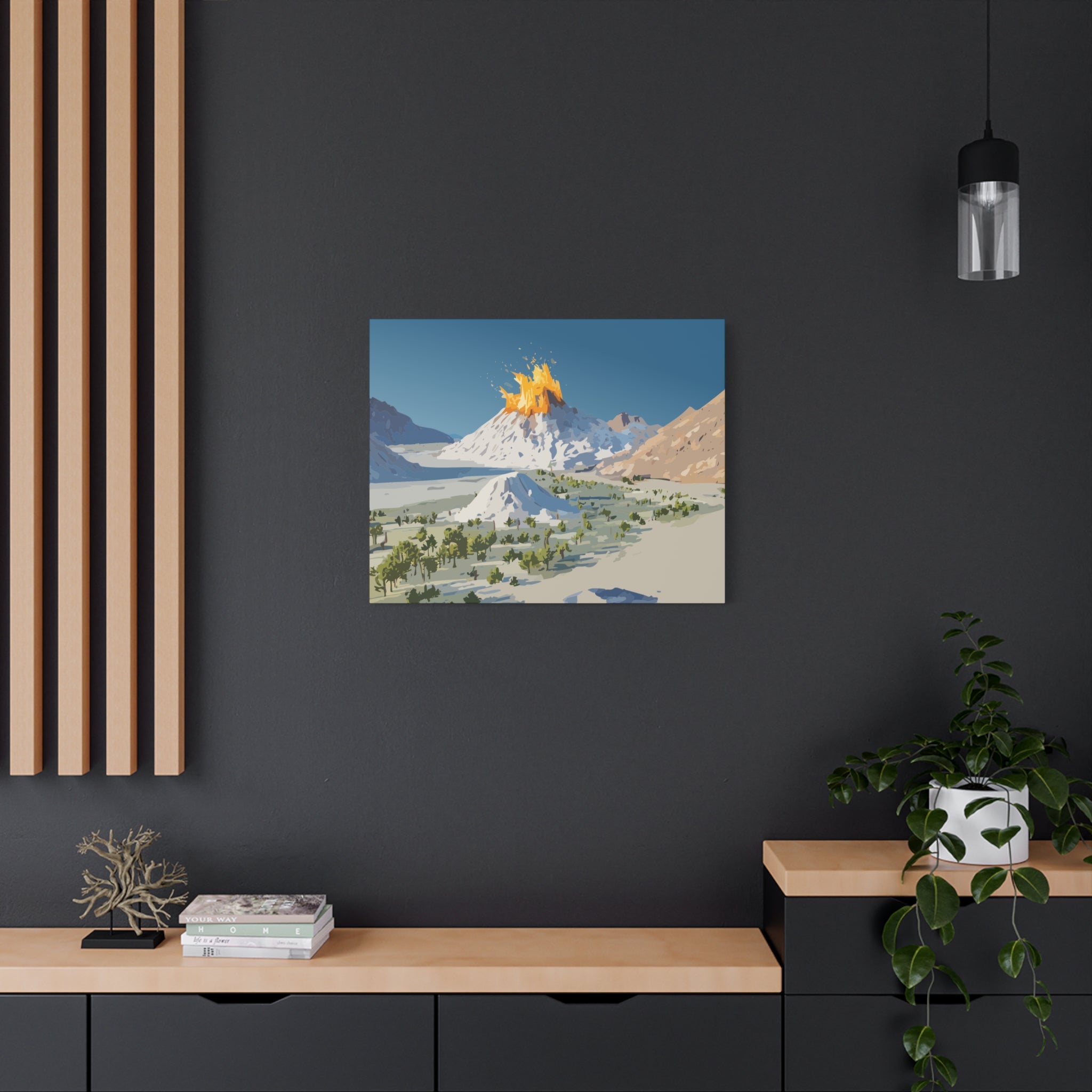 Tropical Volcano Eruption Canvas Print for Nature-Obsessed Interiors — Island Adventure Wall Art, FSC-Certified Matte Stretched Canvas, Home Decor Gift for Wanderlust Collectors