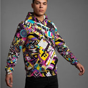 Heavyweight Primal Print Cotton Hoodie - Designer All-Over Print Pullover for Streetwear Collectors by Aesthetic Rebellion
