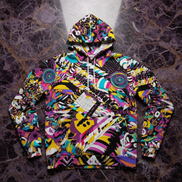 Heavyweight Primal Print Cotton Hoodie | Bold 310GSM AOP Pullover for Streetwear Collectors & Cold Nights