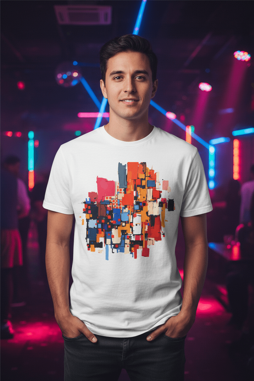 Garment-Dyed Art Tee for the Chronically Self-Expressive — Abstract Geometric AOP T-Shirt | Aesthetic Rebellion