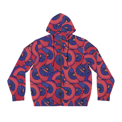 Men's Psychedelic Festival Hoodie — Bold Spiral All-Over Print Full-Zip Rave Jacket | Trippy Streetwear