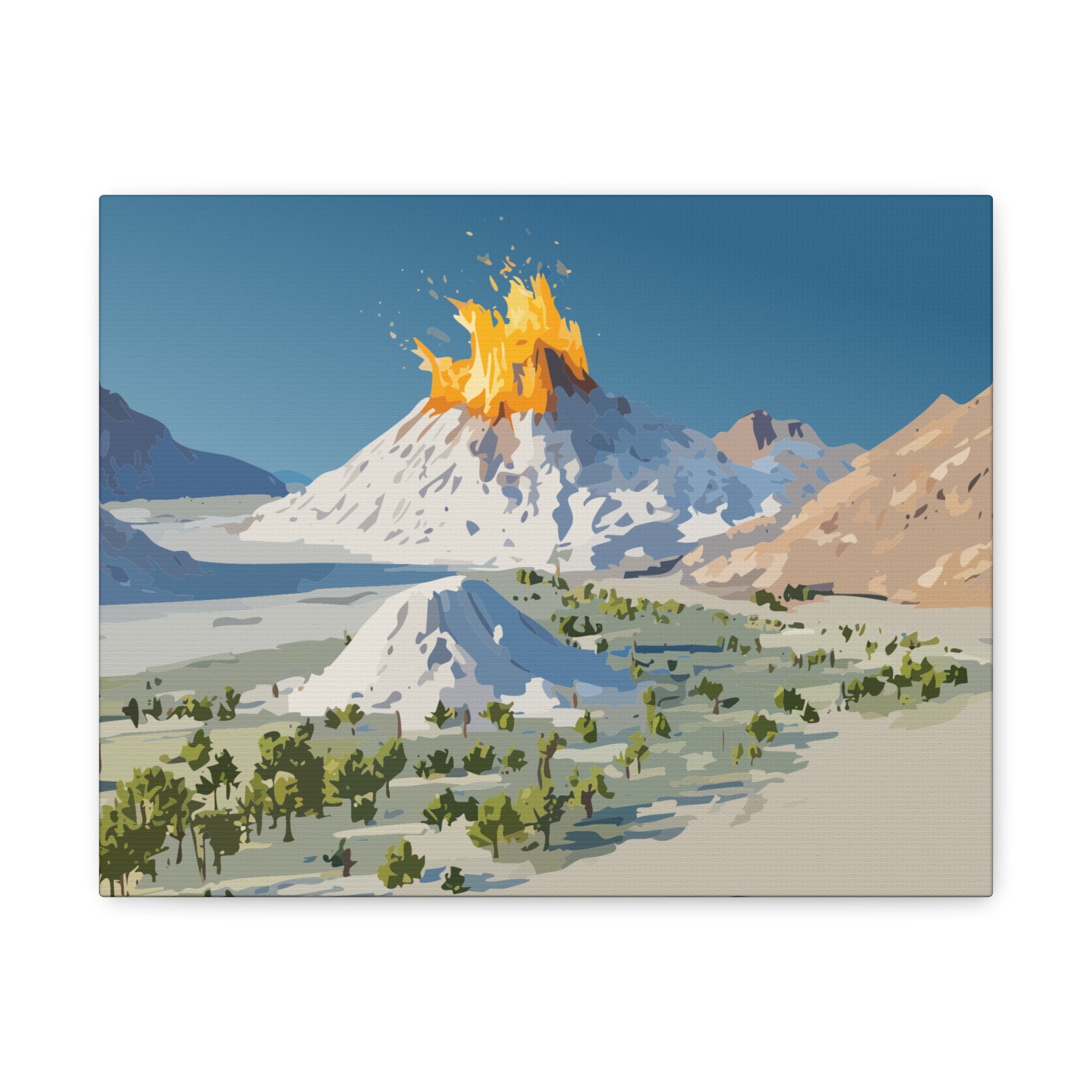 Tropical Volcano Eruption Canvas Print for Nature-Obsessed Interiors — Island Adventure Wall Art, FSC-Certified Matte Stretched Canvas, Home Decor Gift for Wanderlust Collectors